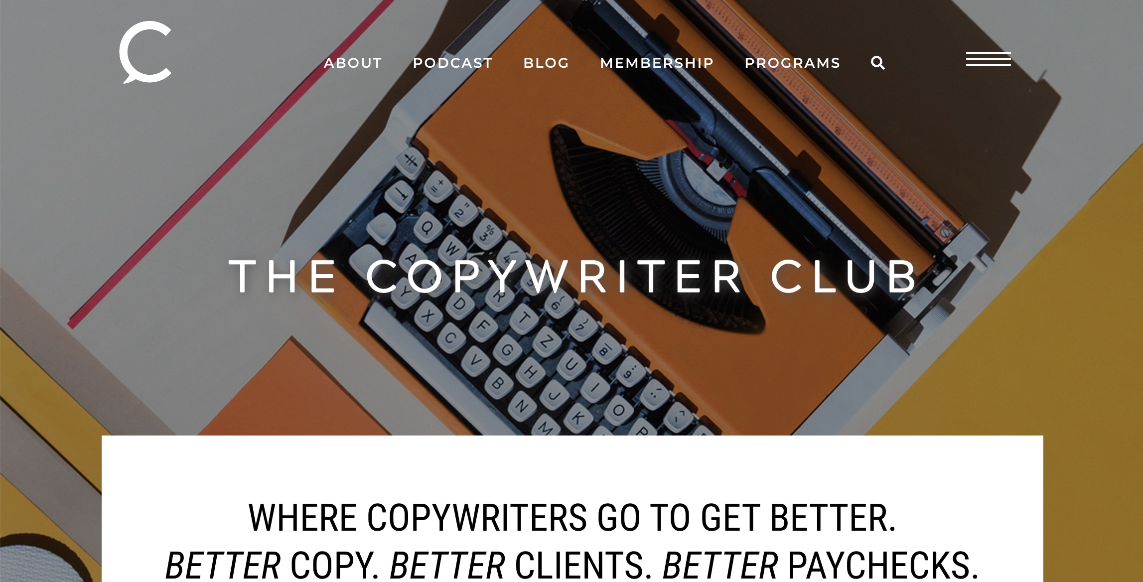 The Copywriter Club Website Screenshot